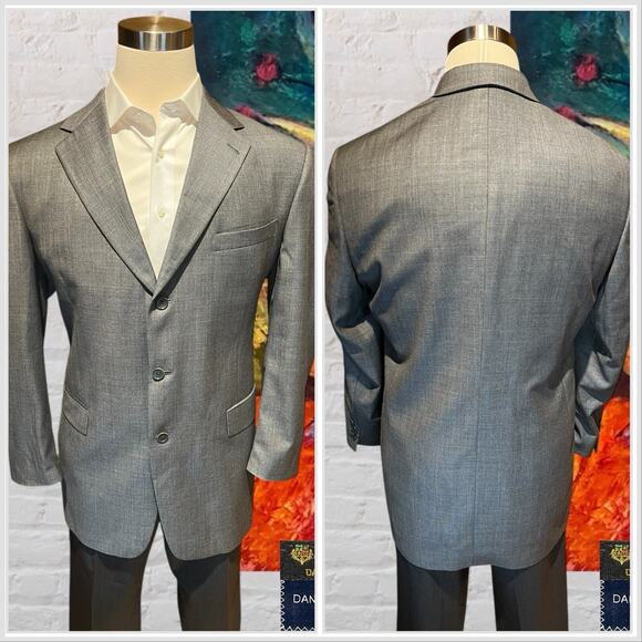 Ing Loro Piana x Daniel Cremieux 44L Gray Subtle Burnt Orange Plaid 3B Blazer - Picture 5 of 11